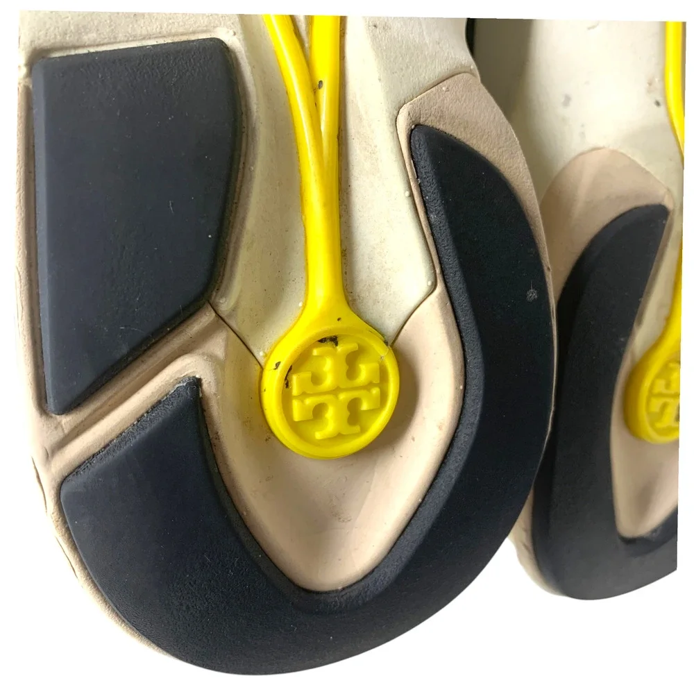 Tory Burch Good Luck Trainer Sneakers Black Leather Suede Nylon Women's Sz 12